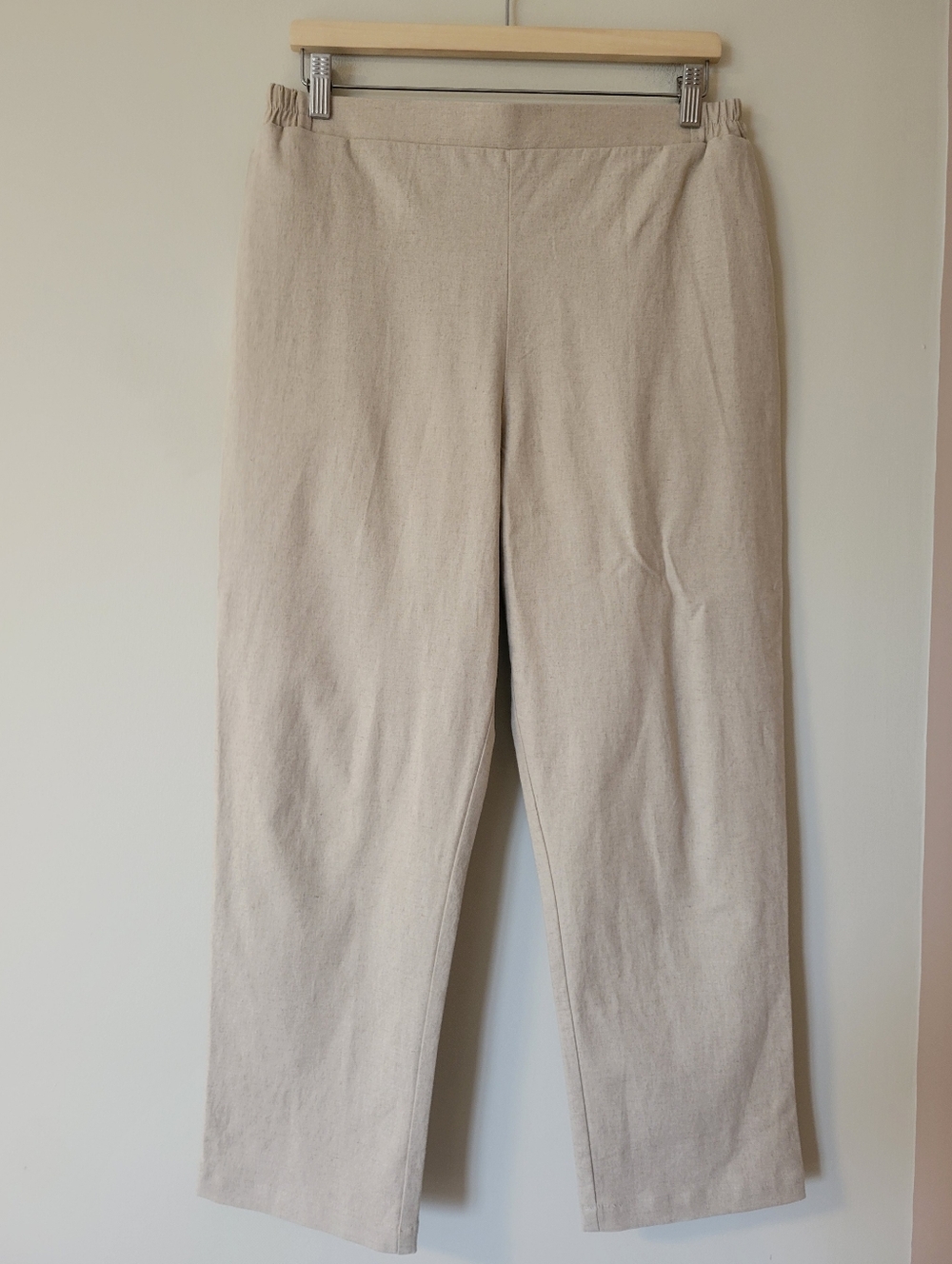 Sattva By Sarah Linen Blend Straight Leg Pants Beige Neutral Canada Slow Large